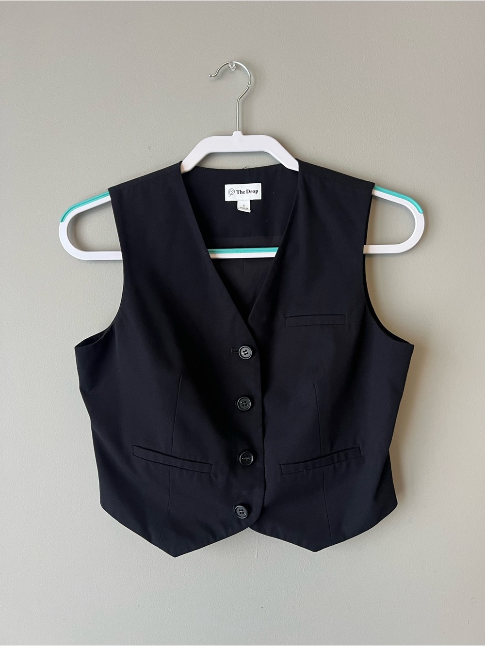 The Drop Women's Black Tailored Button Vest